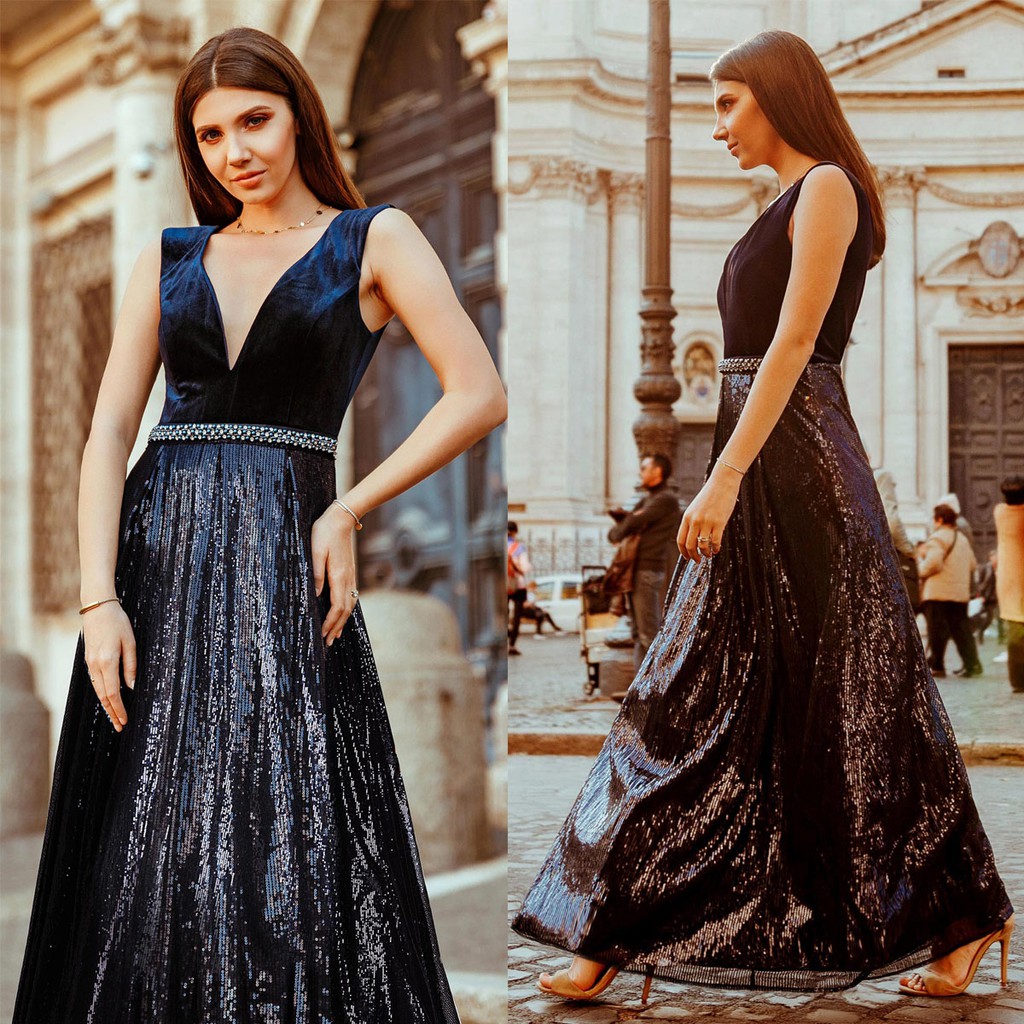 Ever-pretty Long V-neck Velvet Evening Gown Cocktail Party Dress Homecoming 7840