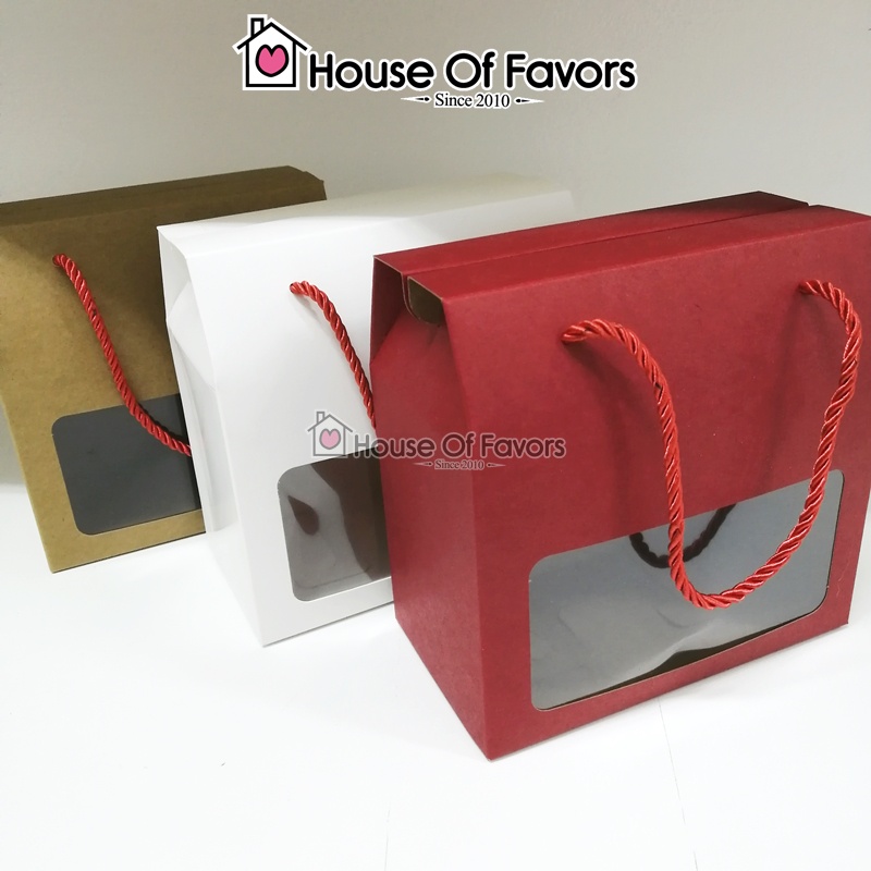 12pc Large Gable Box with String & Window Gift Packaging Box Kotak