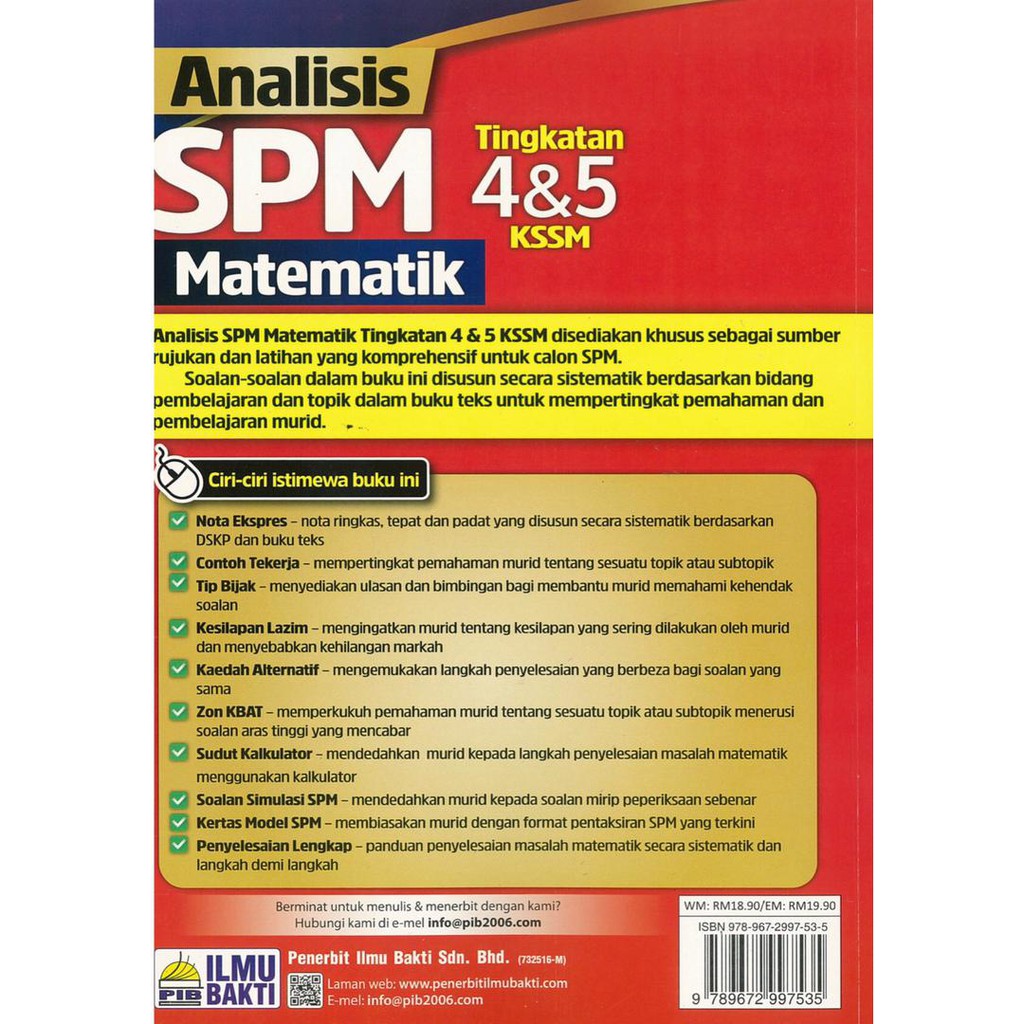 Buku Latihan Analisis Spm Matematik Matematik Tambahan Tingkatan 4 5 Kssm Ilmu Bakti Shopee Malaysia