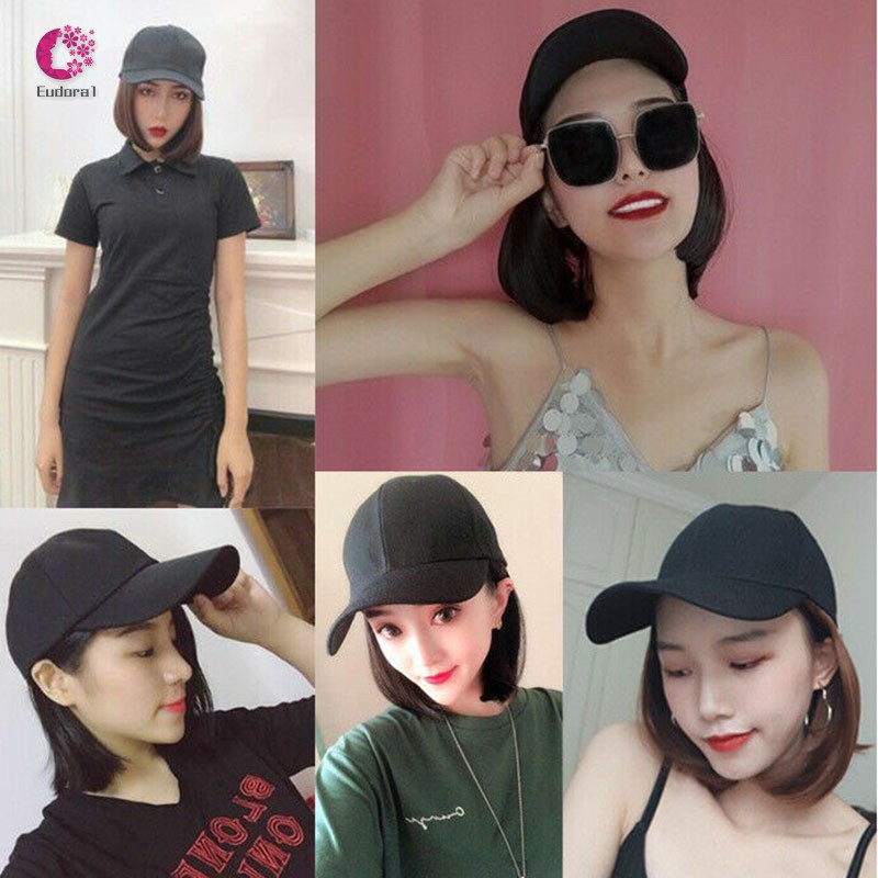 Baseball Cap With Wigs Pixie Cut Bob Hair Synthetic Short Hair Hat