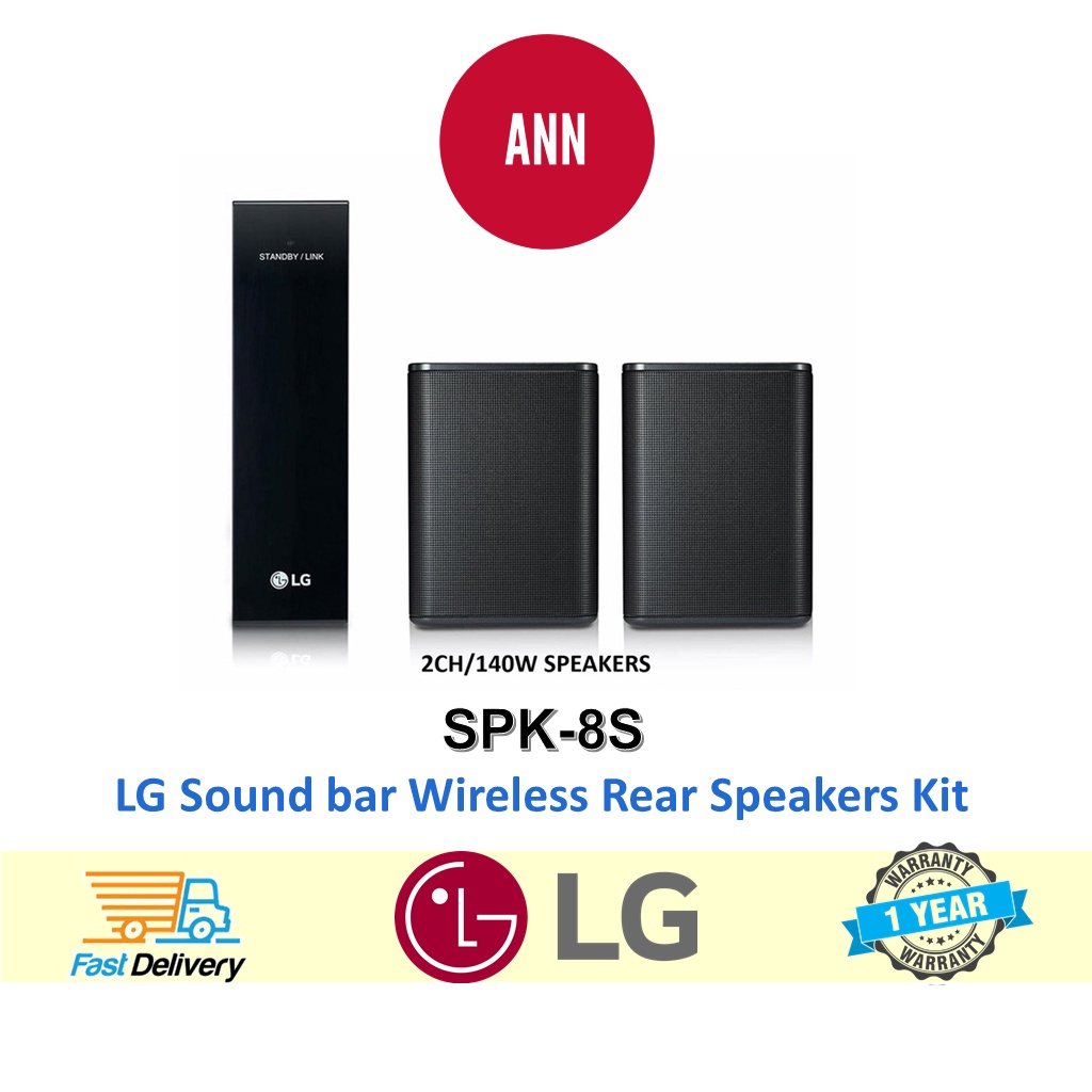LG SPK8S SPK8 2.0Ch 140W Sound Bar Wireless Rear Speaker Kit Surround