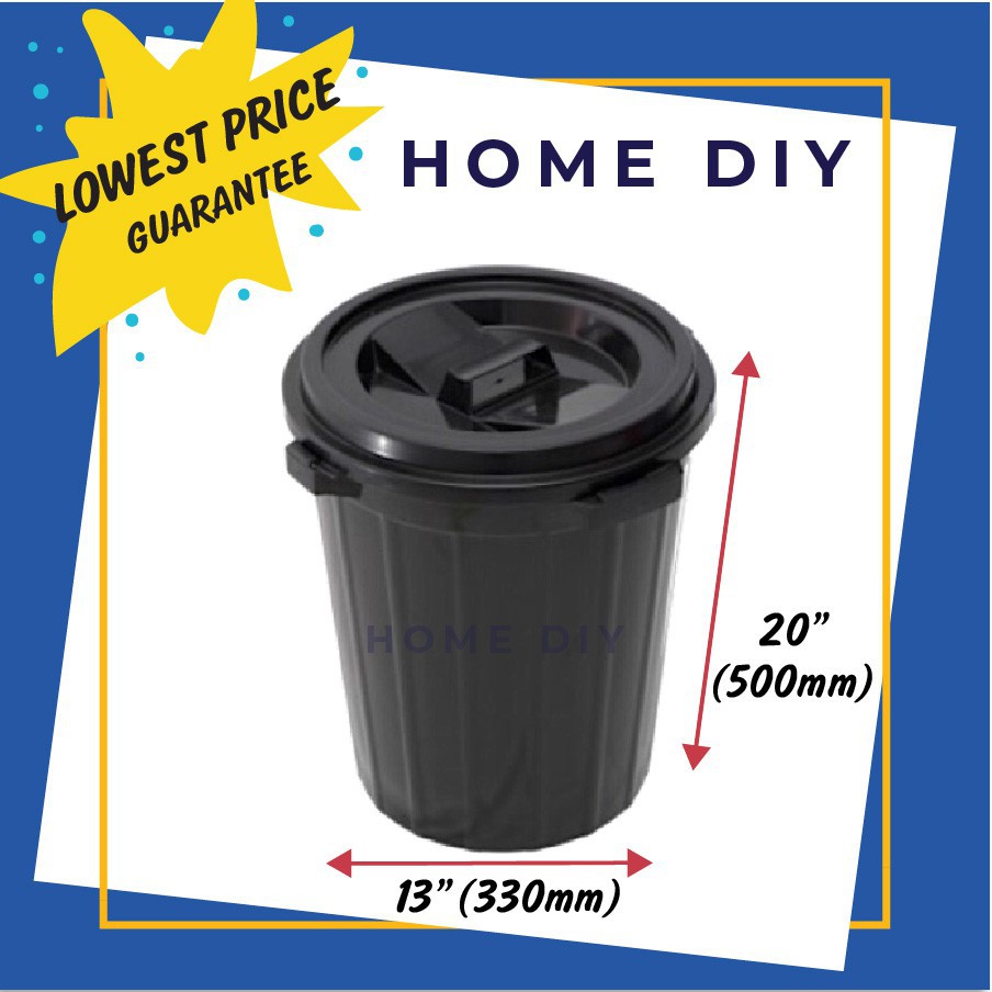 Best Quality Black Rubbish Bin 12Gallon /Tong Sampah Hitam 12 Gallon