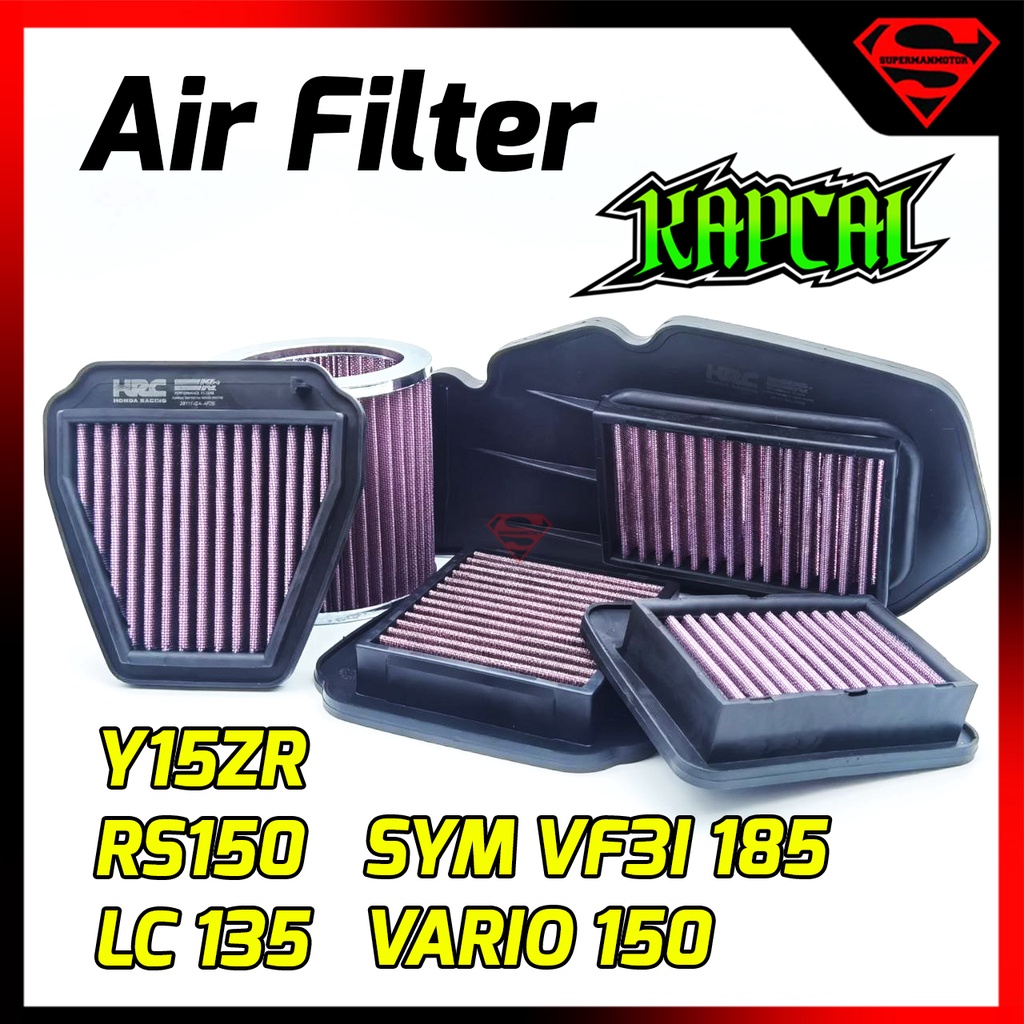 AIR FILTER RACING KAPCAI Y15 LC135 RS150 VARIO PCX 150 V3 Y15ZR LC 135 PCX150 WASHABLE REUSEABLE