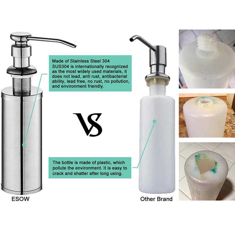 Kitchen Sink Soap Dispenser Built In Hand Soap Dispenser Pump In Sus304 Stainless Steel Chrome Finish With High Capacity Metal Bottle Deck Mount Installation Shopee Malaysia