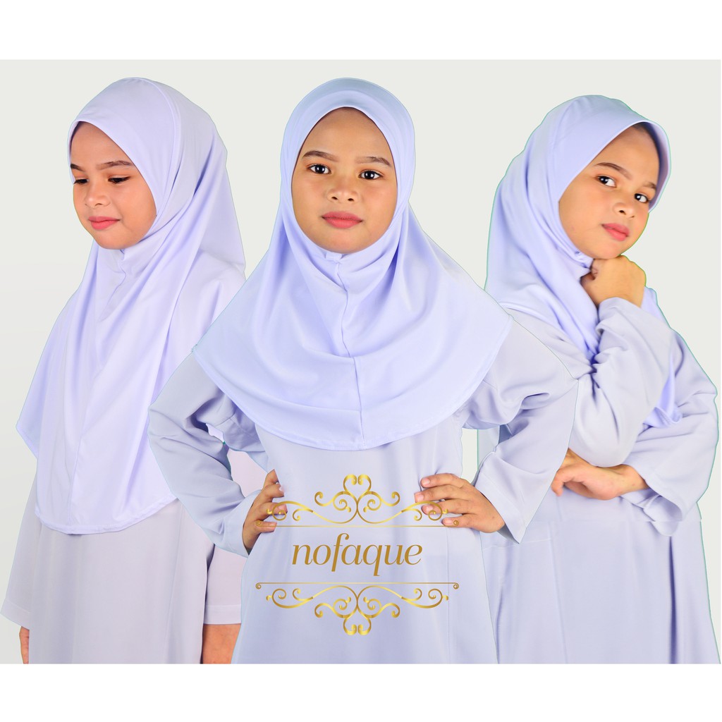 tudung sekolah putih awning lembut