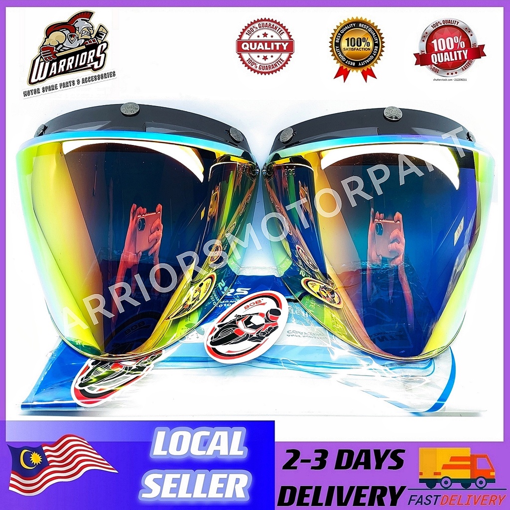 BOB HEATH VISORS HELMET 3 BUTTON GOLD/REVO CRYSTAL ORIGINAL CODE [V20] CAP HELMET Shopee Malaysia