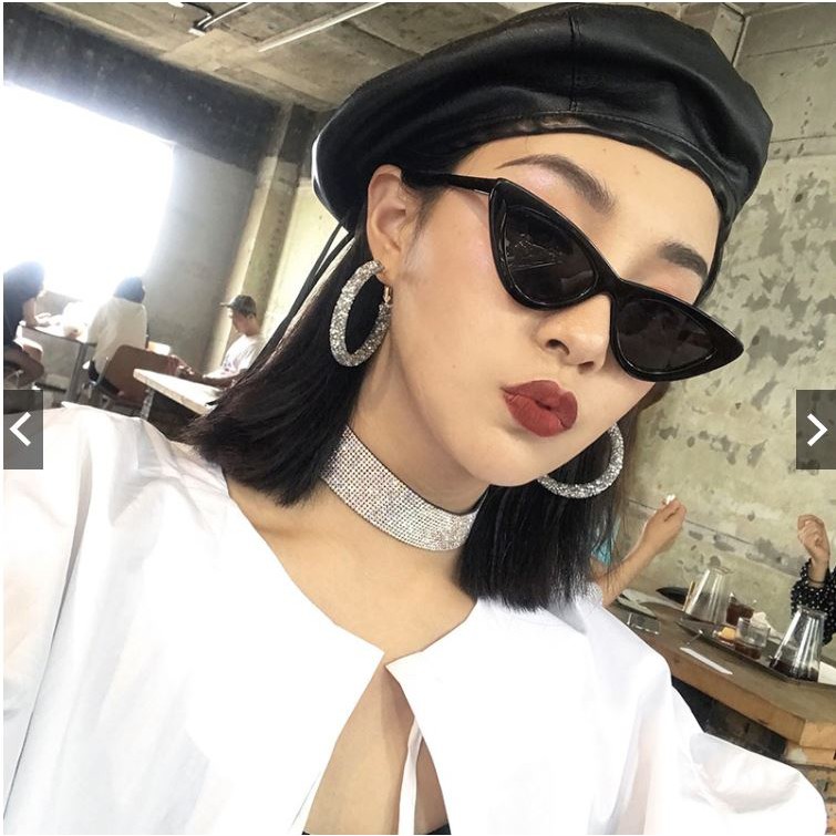 Korean Style Ulzzang Women Vintage Triangle Cat Eye Spec Sunglasses