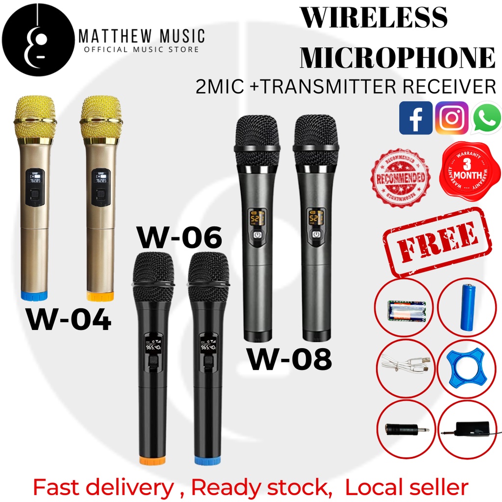 WIRELESS 2MIC☆ UHF WIRELESS MICROPHONE WITH TRANSMITTER RECEIVER