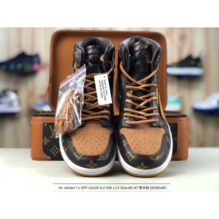 Men&#39;s Basketball shoes Air Jordan 1 OFF-LOUIS AJ1 OW LV High tops sport sneakers | Shopee Malaysia