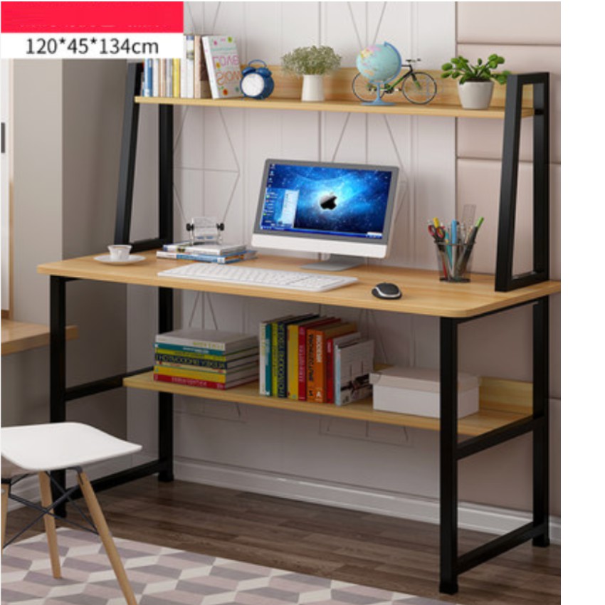 Simple Computer Desk Desktop Table With Bookshelf Shopee Malaysia