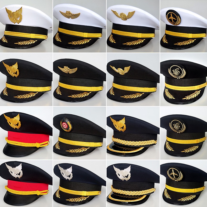 [New Arrival Ready Stock] Airplane Cap Big Brim Hat Air Pilot Civil Aircap Security Railway