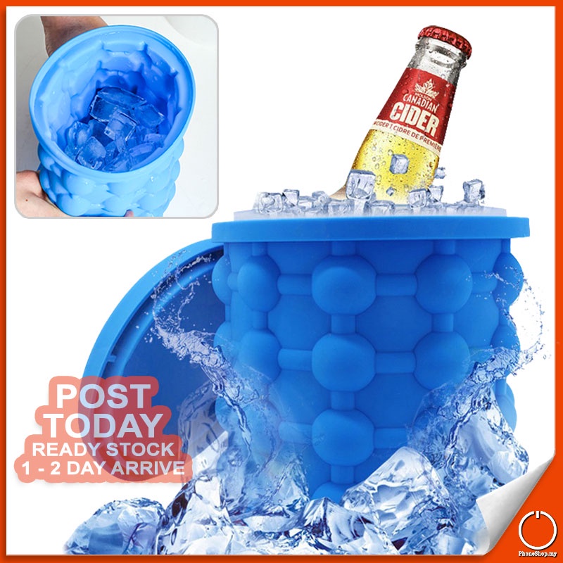 𝟐 𝐈𝐍 𝟏 Magic Ice Cube Maker Genie Silicone Bucket Kitchen Portable Mold Keep Cooler Bekas Acuan Menyimpan Ais 冰块摸具