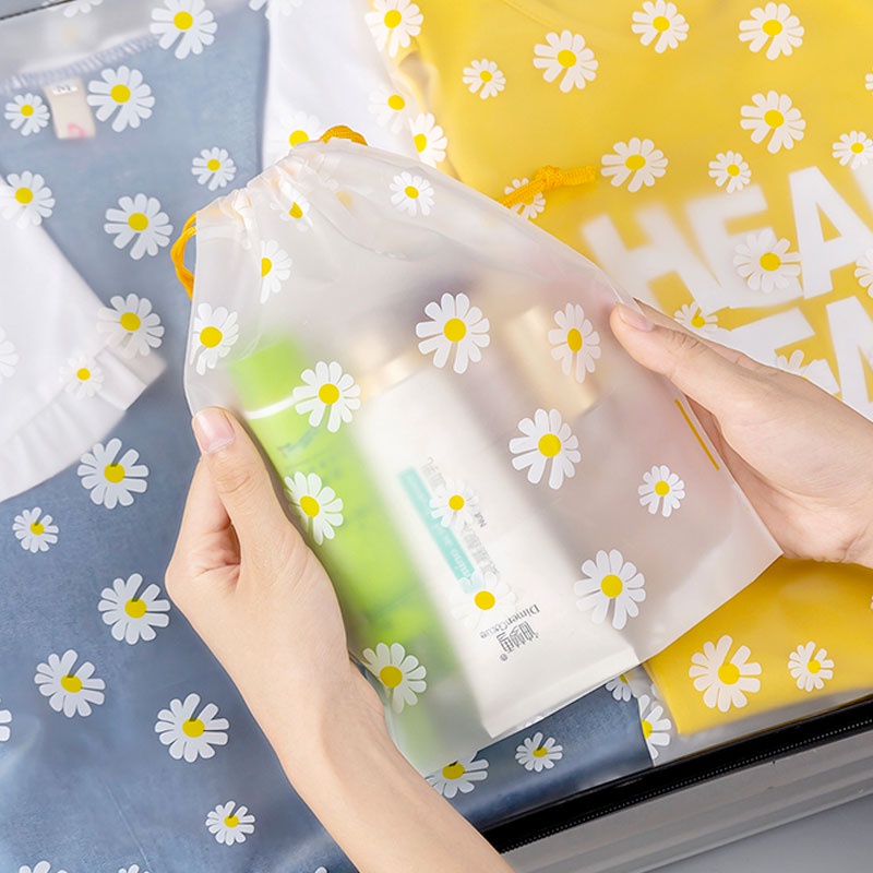 Drawstring Storage Bag Waterproof Cute Bear Cat Cactus Stationery Travel Cosmetic Toiletries Bag