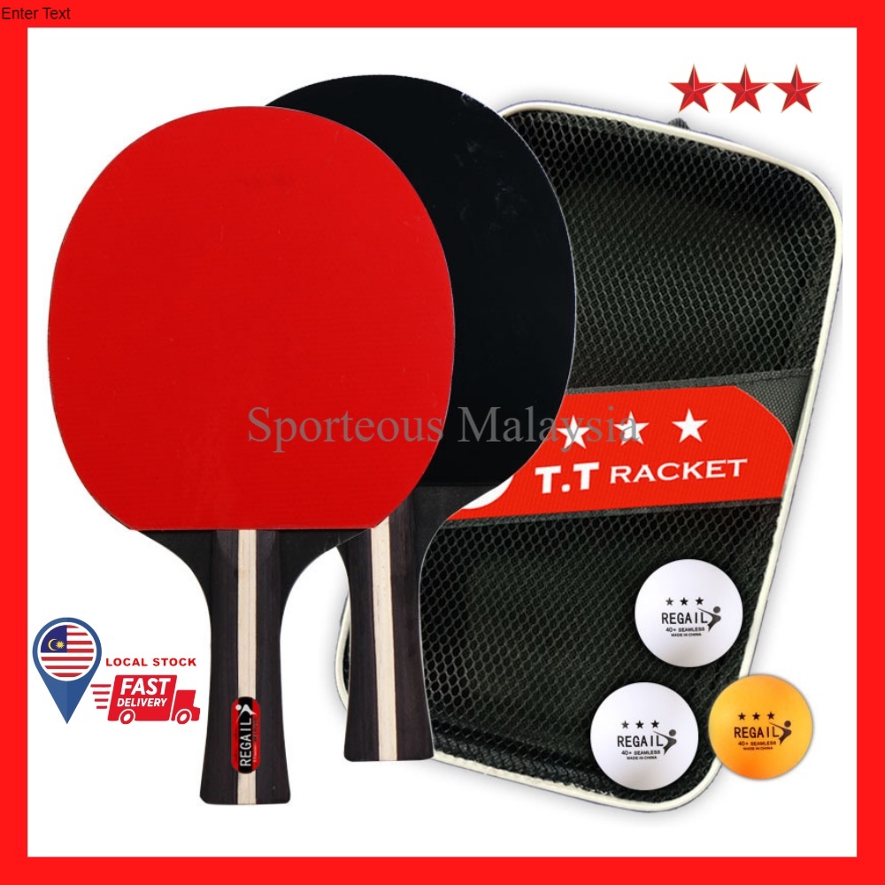 READY STOCK Regail Professional Ping Pong Bat Table Tennis Training Racquet 8026 Long Handle PingPong Racket 乒乓球拍