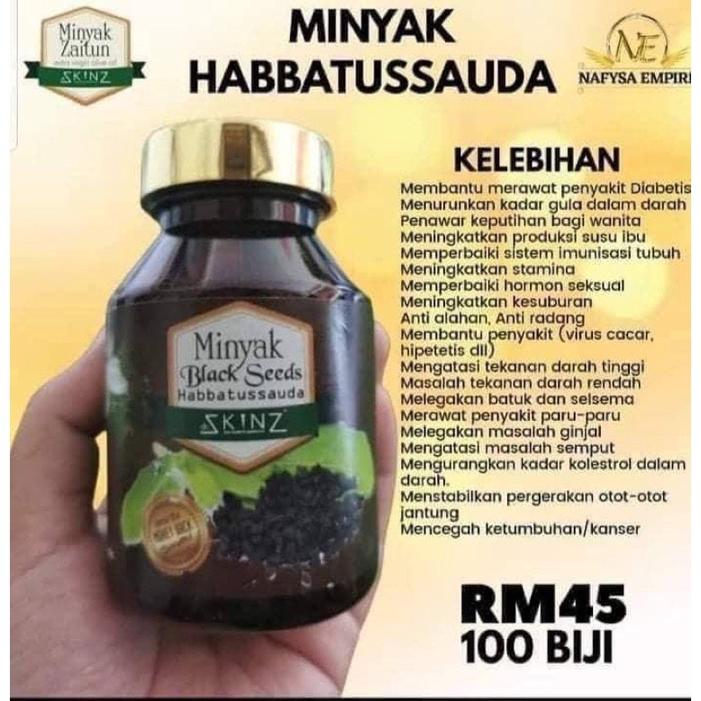 Black Seed Oil Habbatus Sauda ( 100 Biji ) u0026 Olive Oil Capsule 