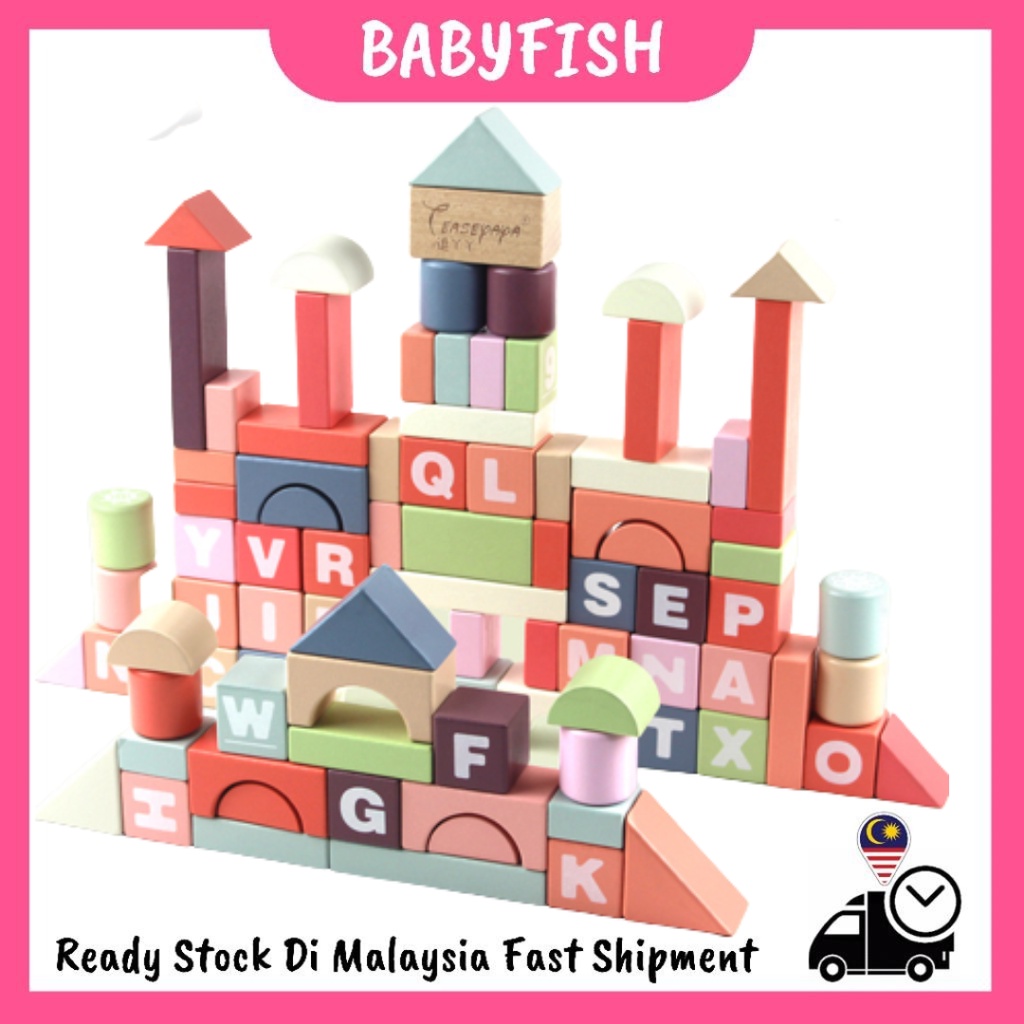 94pcs Kids Numbers Alphabet Wooden Building Block 94 块儿童数字字母木制积木Blok Bangunan Kayu 94pcs Nombor Kanak-kanak Alphabet