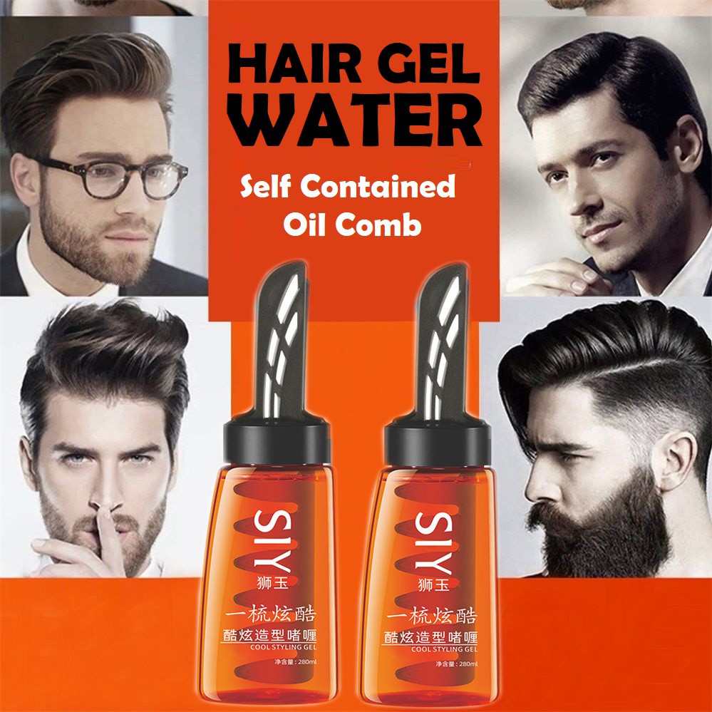 Men Hair Styling Gel With Comb,2in1 Hair Men Setting Gel With Comb