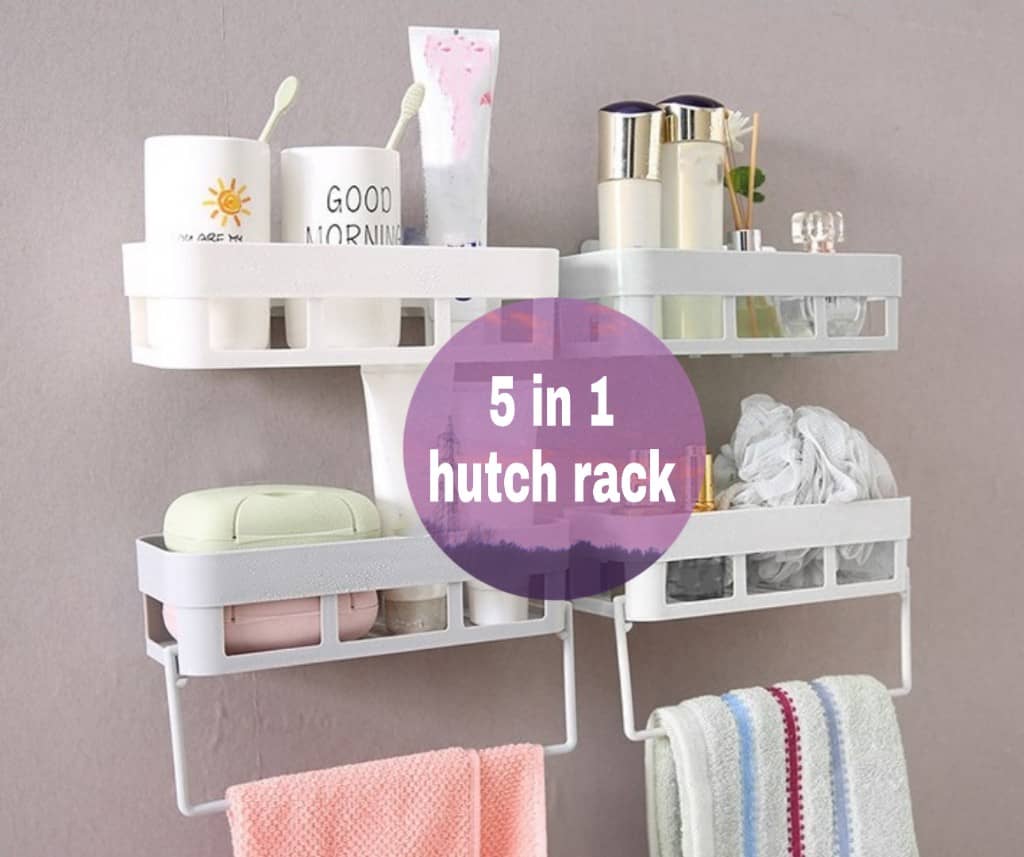 Shelf 5 In 1 Bathroom Rack and Toilet Organizer Shelves Rack Pengankut Dan Hook Toilet penyangkut toleteries