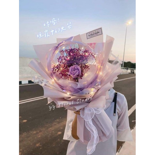 Hot Selling Acrylic Bobo Preserved Flowers Baby Breath Gypsophila Bouquets Series 网红爆款满天星波波球花束系列 Shopee Malaysia