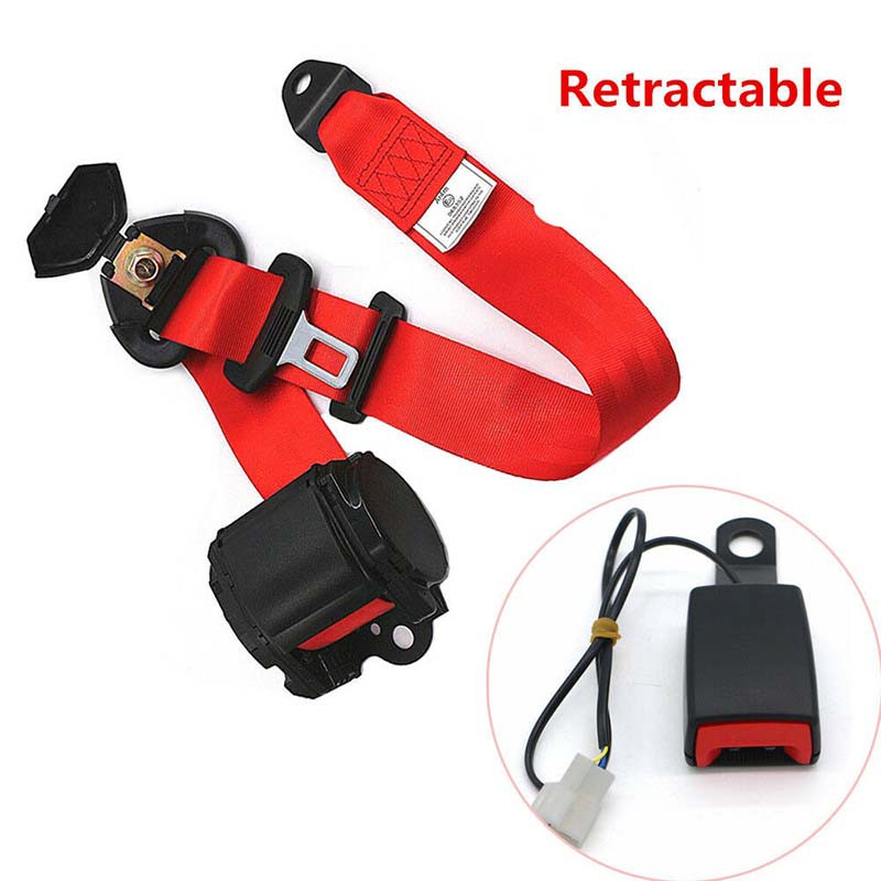 Adjustable Retractable Red Car Safety Belt Seat Belt Round Belt 3 Point