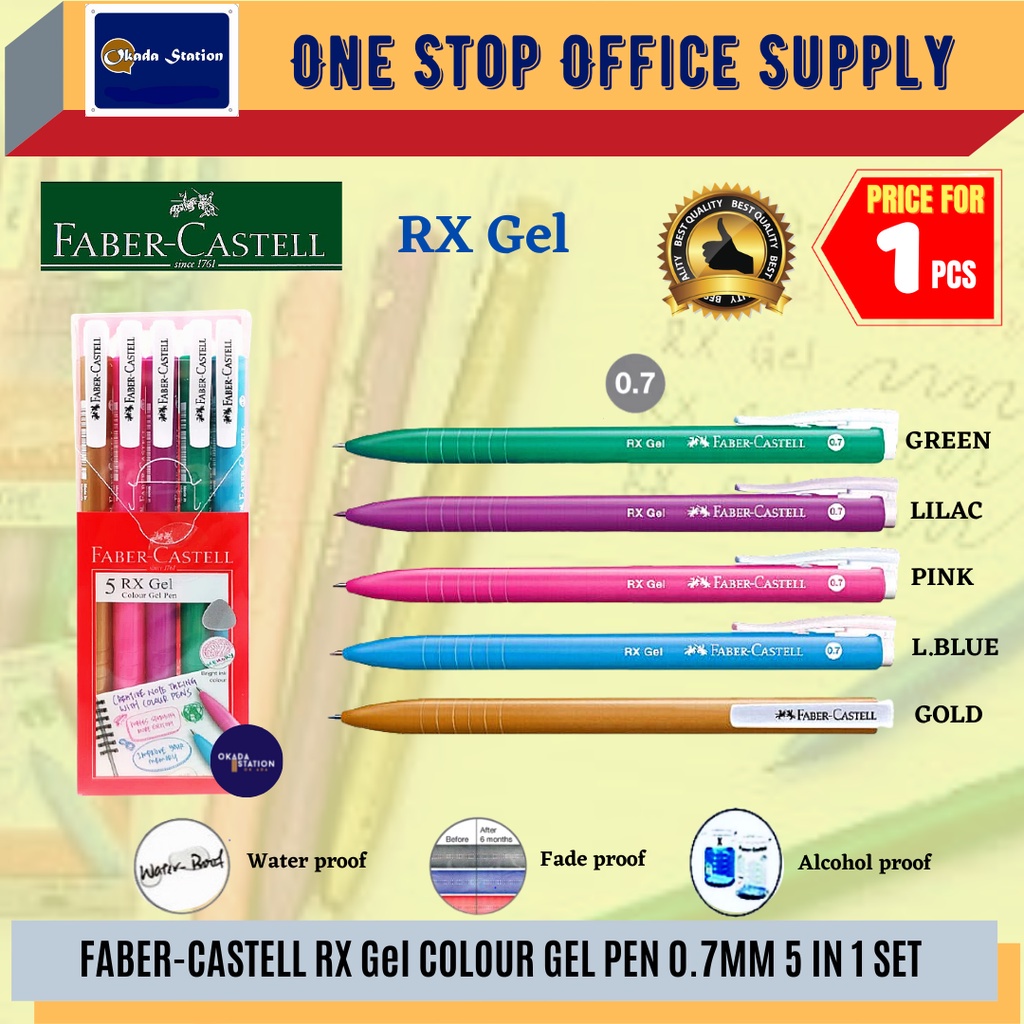 Faber Castell Rx Gel Bright Colour Set of 5 / Gel Pen / Bright Colour