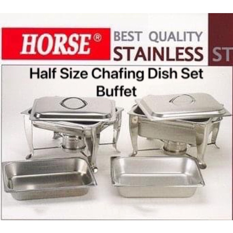 HORSE Half Size Chafing Dish Buffet Serving Tray Chafer Catering Food / Bekas Lauk Kenduri Jamuan Katering Food Pan