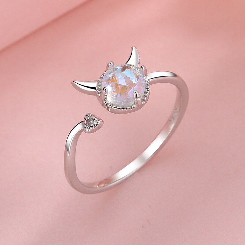 Moonstone Demon Ring For Girls Elegant Fashion Jewelry Gift_voghion.com