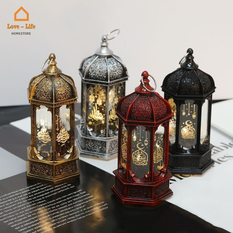 Vintage Ramadan LED Lantern Candle Light/ Festival Party Eid Mubarak Decor Flameless Lamp/ Home Room Gift Ornaments