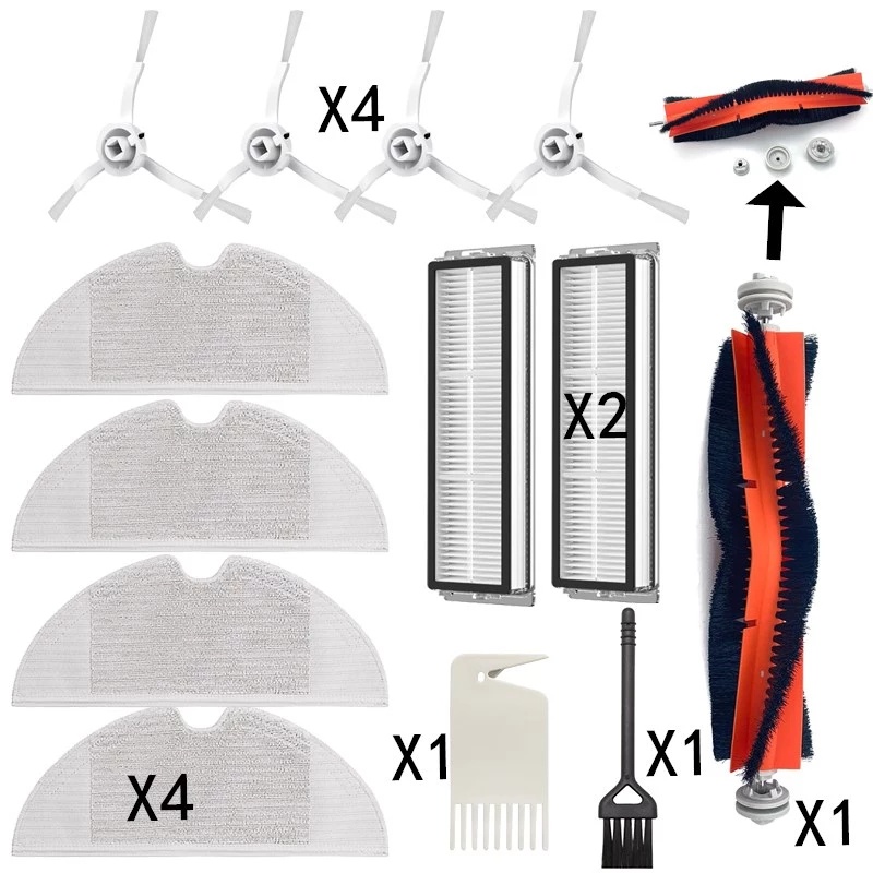 For Xiaomi Mijia 1C 2C  Main Roller + Side Brush + Hepa Air Filter + Mop Cloth Robot Vacuum Cleaner Replacement Parts Ac