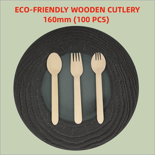 Eco-Friendly Wooden Cutlery [100pcs] Spoon Fork Sprok / Wooden Salad Spoon Fork [100pcs] / Sudu Garfu Kayu