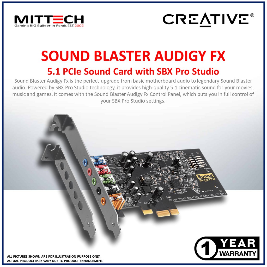 Creative Sound Blaster Audigy Fx Sound Card Sb1570 Sbx Pro Studio 5 1 Channels Pci E X1 Home Entertainment Shopee Malaysia