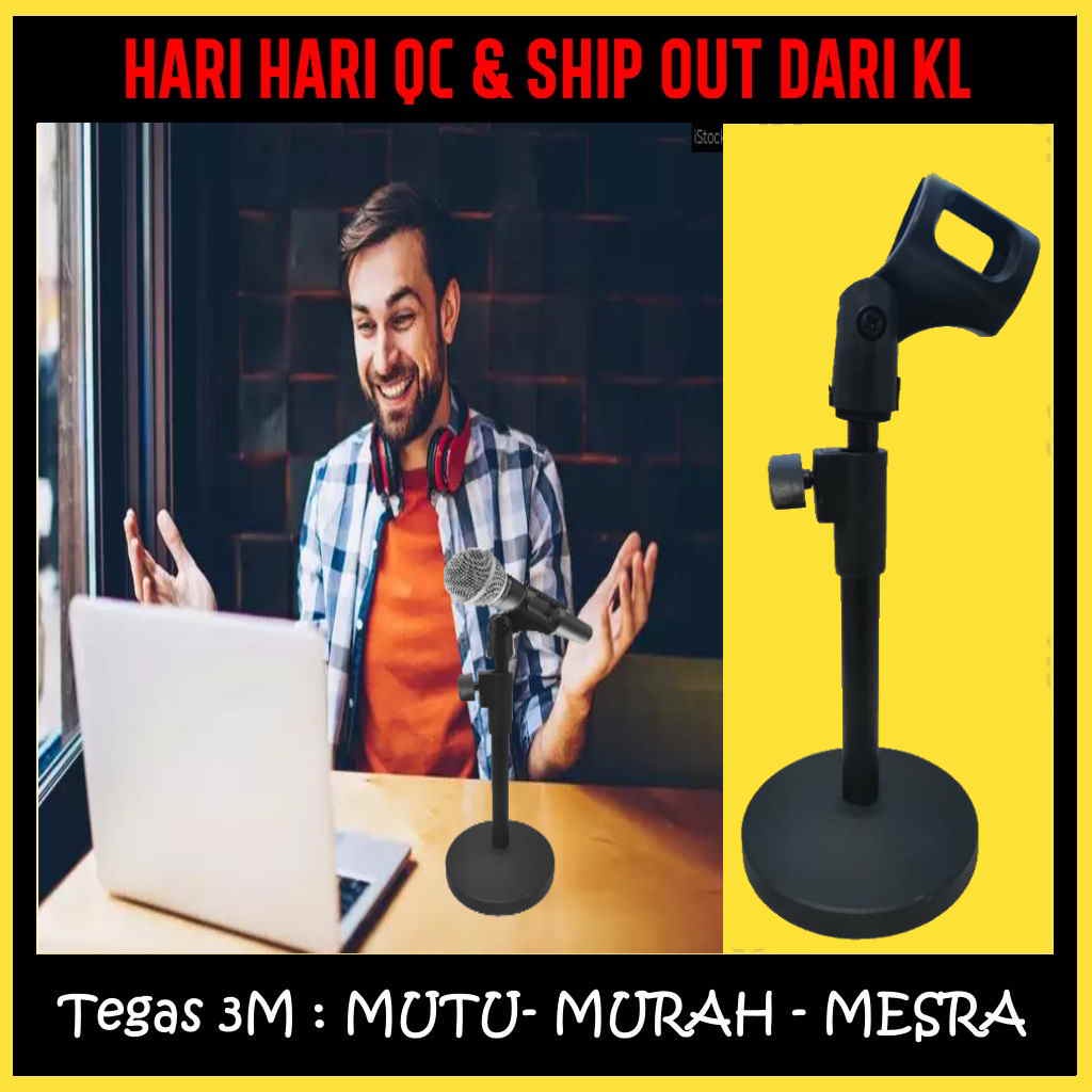 [TEGAS] Adjustable Tabletop Desktop Mic Stand with Heavy Base (FREE Mic