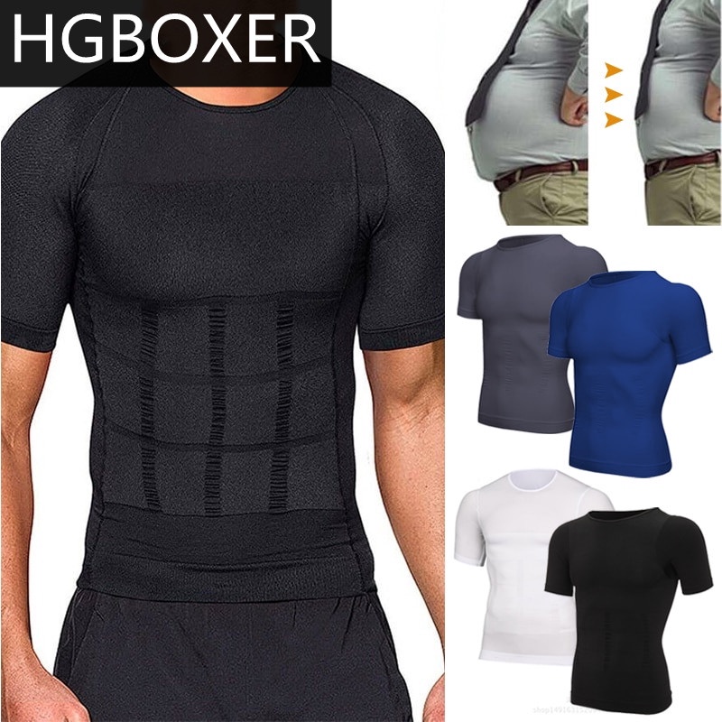 Mens Slimming T Shirt Body Shaper Compression Shirts Gynecomastia Undershirt Waist Trainer Belt Tank Tops Shapewear Waist Shapewear