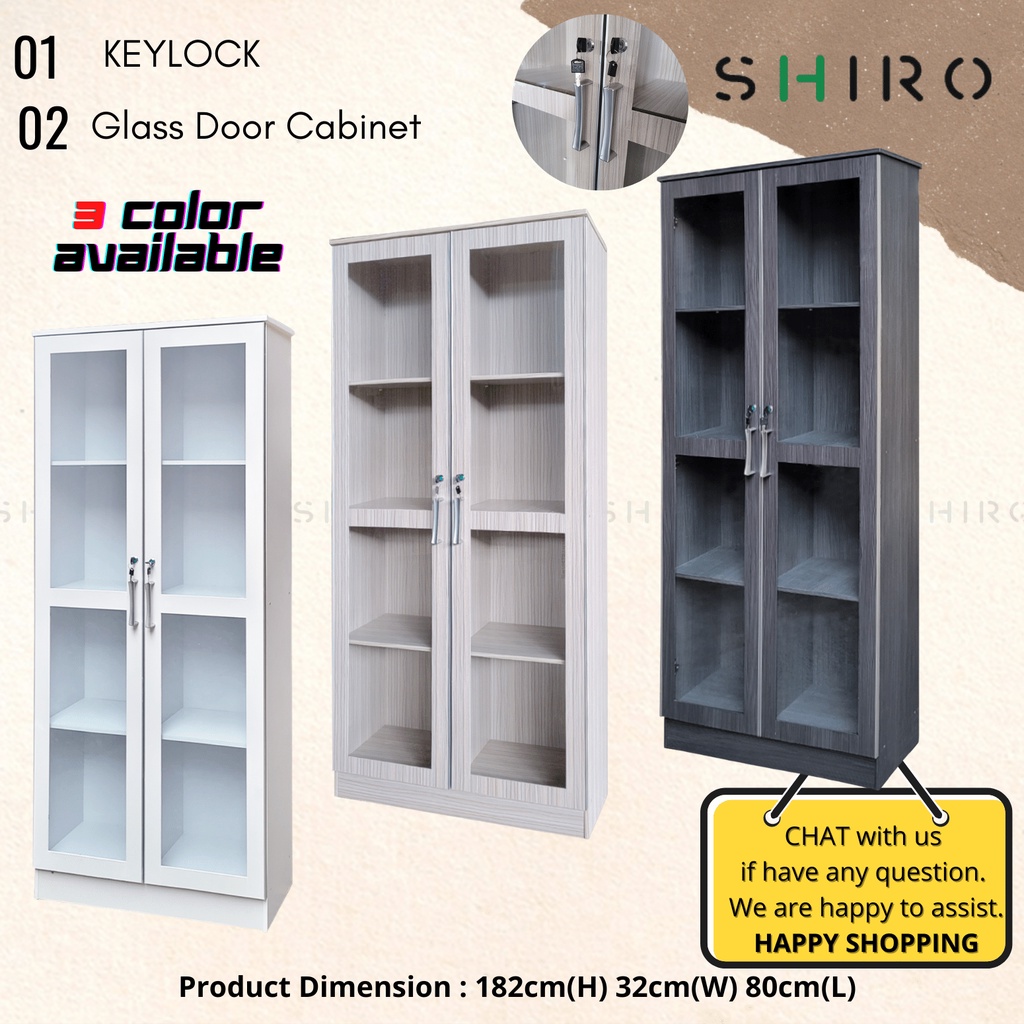 Rak Buku Kaca Pintu / Book Shelf Glass Door / 2 Door Storage