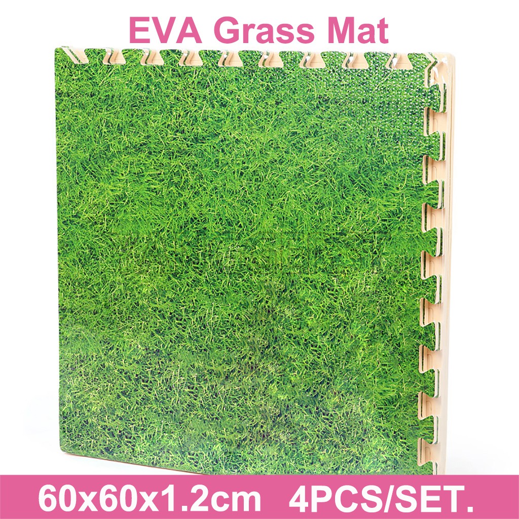 60x60x1 2cm 4pcs Eva Grass Stitching Foam Mats Green Lawn Puzzle