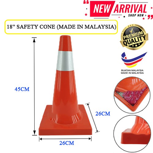 18" Inch Safety Cone With Reflector Traffic Cone Road Use Safety Cone
