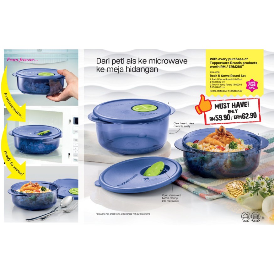 Tupperware Rock N Serve Round Set Full Set Ml Ml Shopee Malaysia