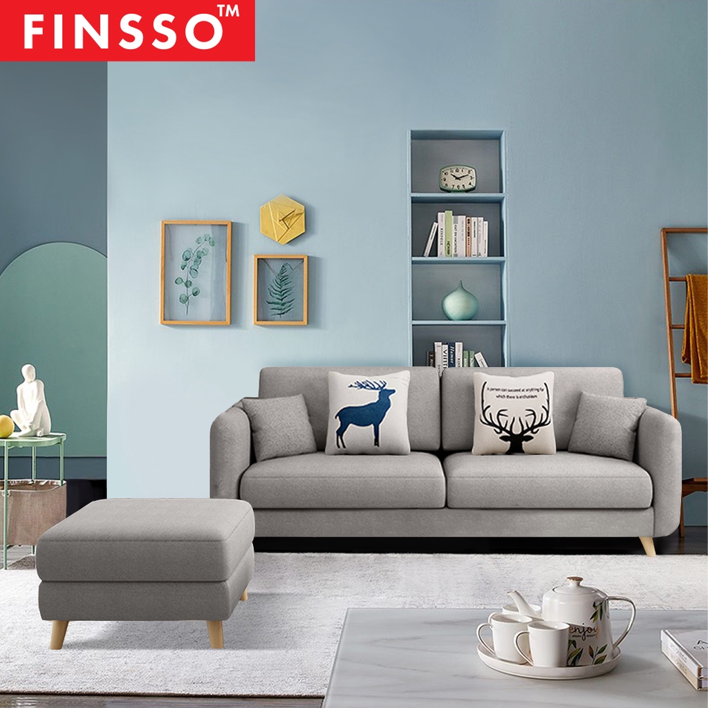 FINSSO: ROSELYN 3 Seater Sofa Home Living Room Furniture - FREE STOOL