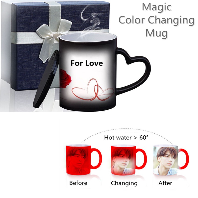 DIY Photo Magic Color Changing Frosting Mug Custom Picture Matte Cup Unique Ceramic Coffee Tea Milk Present Cups Gift for Friends Present Valentine's Day Christmas Birthday