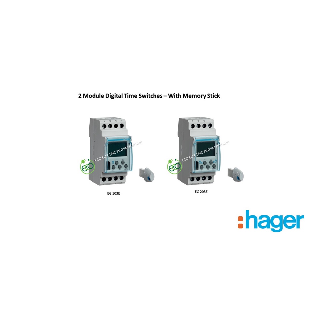 Hager 2 Module Digital Time Switches With Memory Stick ( Model EG