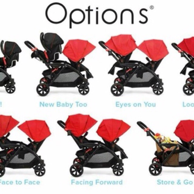 contour double stroller red