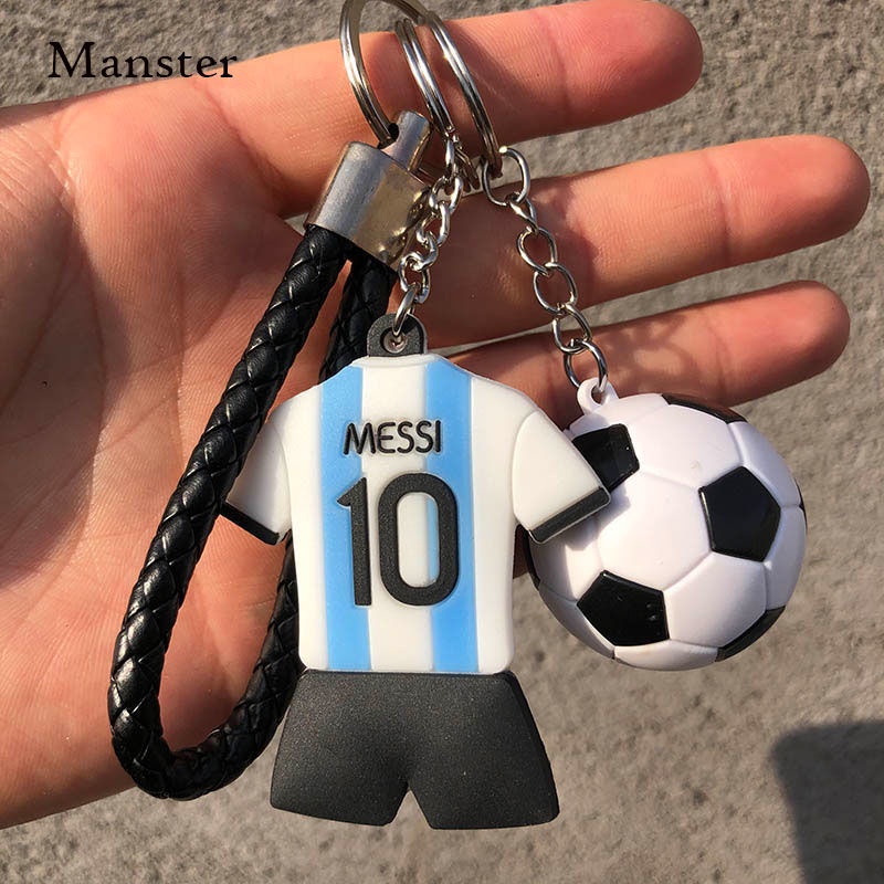 Ready Stock-C Luo Portugal Messi Neymar Jersey Keychain Personalized Backpack Pendant Key Chain Student Birthday Gift