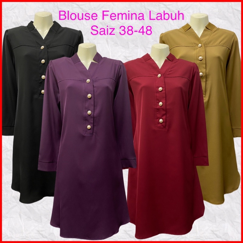 BLOUSE FEMINA COLLECTION LABUH MUSLIMAH TUNIC LONG WOMEN WEAR SAIZ 38 ...