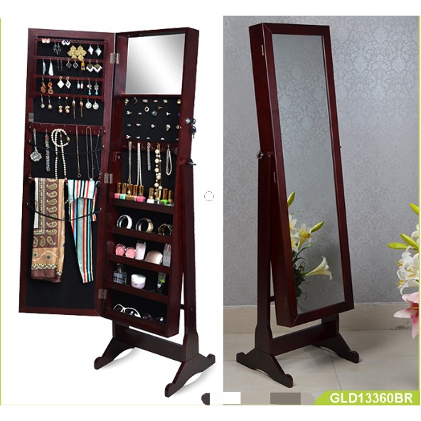 Floor Standing Mirror Jewelry Cabinet, Jewelry Storage Standing Mirror