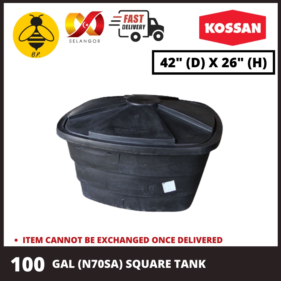 KOSSAN 100GAL (N70SA) PE / POLY SQUARE WATER TANK - 42