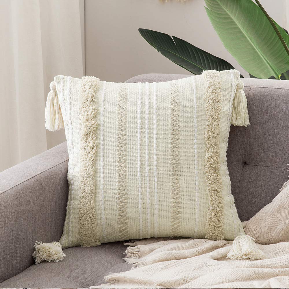 Tribal Boho Woven Tufted Cushion Cover Decorative Pillow Cover