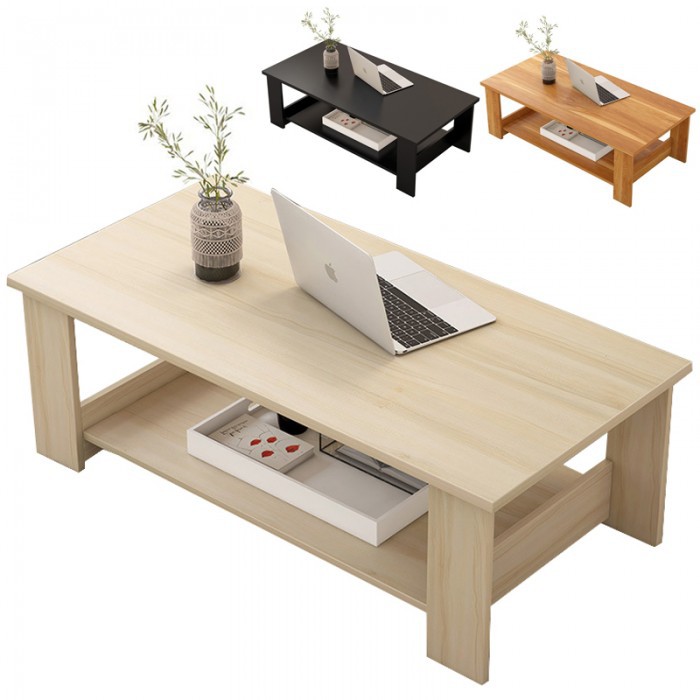 Furniture Storage Simple Wooden Double Level Small Coffee Table