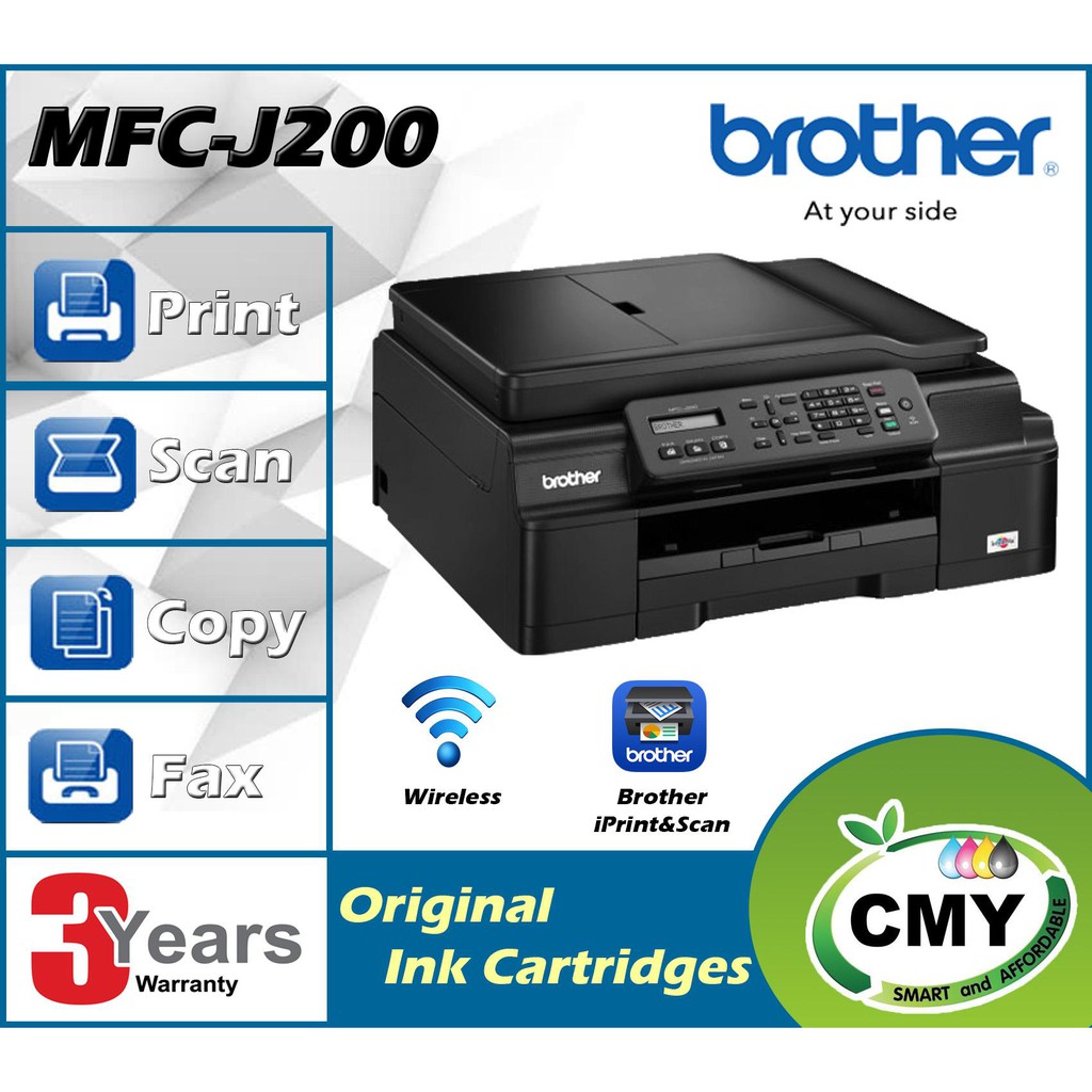 Brother MFC J200 InkBenefit Wifi Fax Printer Shopee Malaysia