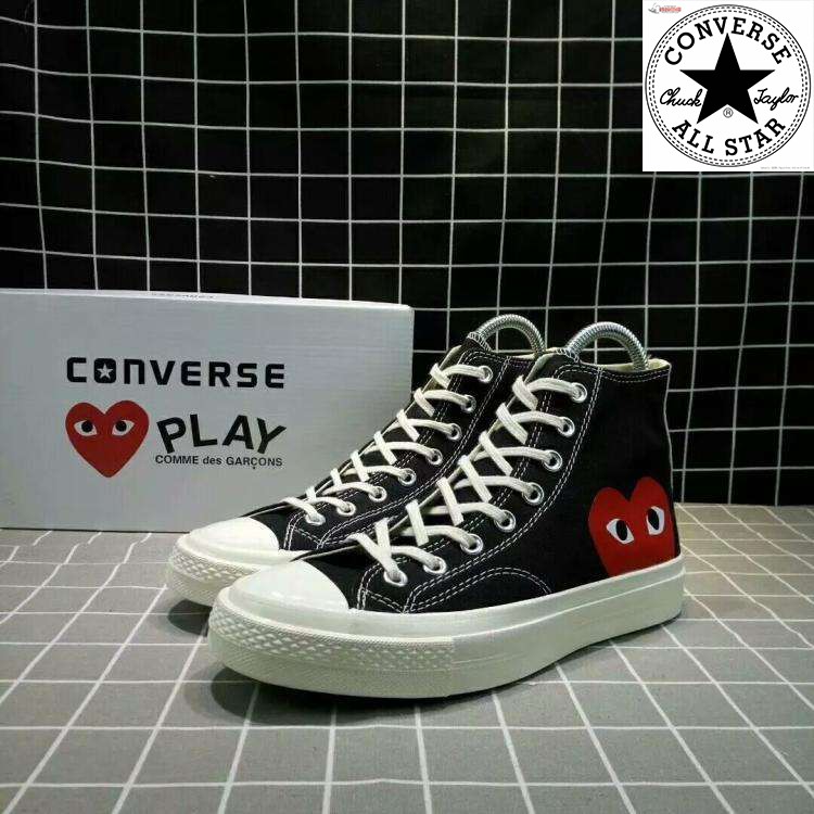 cdg converse black high top