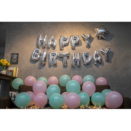 Happy Birthday Party Decorations Pastel Pink Mint Series 02